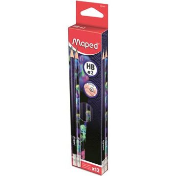   Grafitceruza radírral, HB, háromszögletű, MAPED "Deepsea Paradise", 12 darab