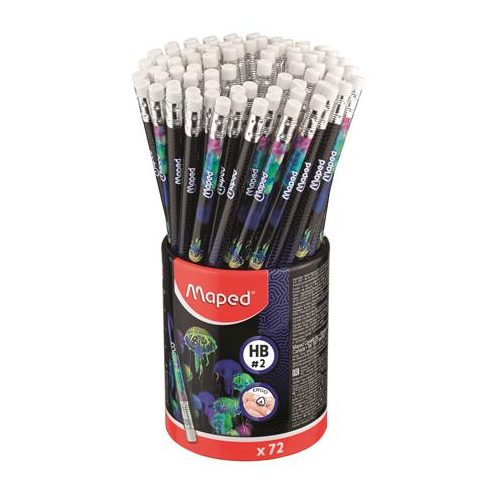 Grafitceruza radírral, ceruzatartó, HB, háromszögletű, MAPED "Deepsea Paradise", 72 darab