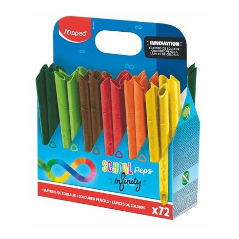 Színes ceruza készlet, ceruzatartó, háromszögletű, MAPED "Color'Peps INFINITY", 72 darabos készlet