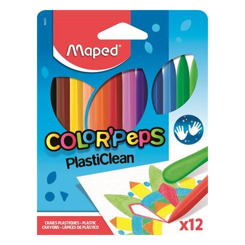 Zsírkréta, MAPED "Color'Peps" PlastiClean, 12 különböző szín