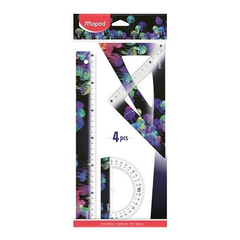 Vonalzókészlet, műanyag, 4 darabos, MAPED "Deepsea Paradise"