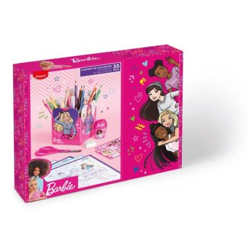  Színező készlet, ajándékdoboz, MAPED "Barbie", 35 darabos