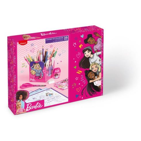 Színező készlet, ajándékdoboz, MAPED "Barbie", 35 darabos