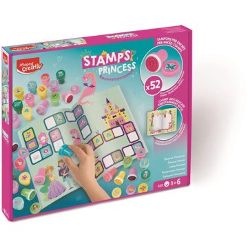   Nyomdázó készlet, foglalkoztató füzettel, MAPED CREATIV "Stamps", hercegnő