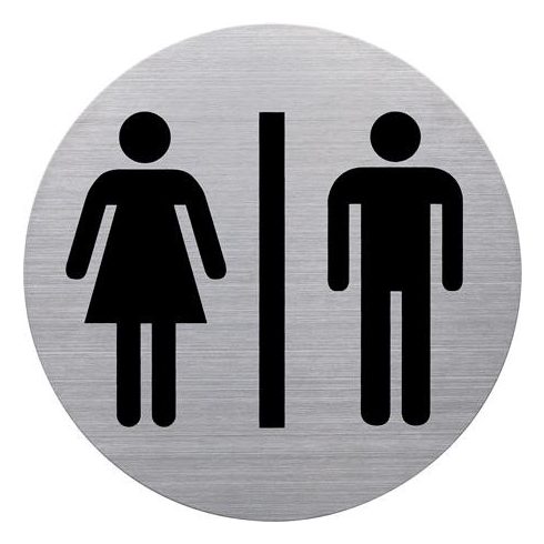 Információs tábla, rozsdamentes acél, HELIT, mosdó