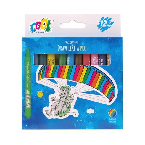Zsírkréta, kerek, COOL BY VICTORIA, 12 különböző szín