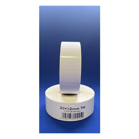Etikett, thermo, 20x32 mm, 2500 etikett/tekercs, fehér
