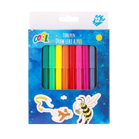 Filctoll készlet, 2 mm, COOL BY VICTORIA, 12 különböző szín