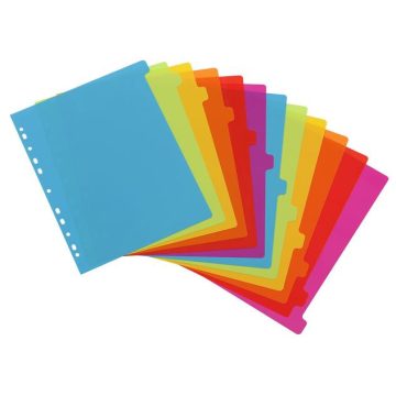   Regiszter, műanyag, A4 Maxi, 12 részes, VIQUEL, "Happy Fluo", színes