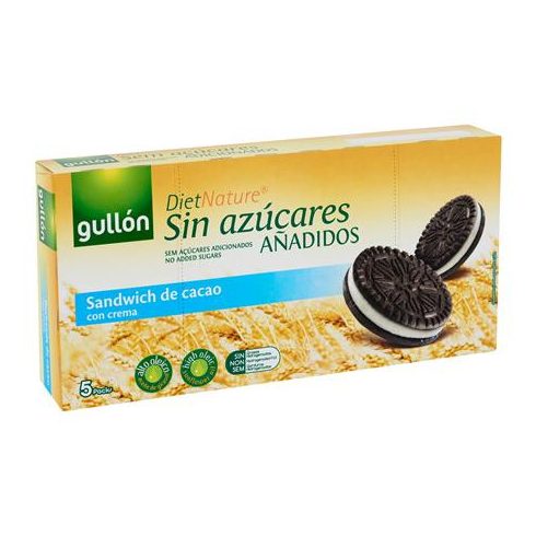 Keksz, édesítőszerrel, 210 g, GULLÓN, kakaós, krém töltelékkel