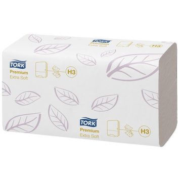   Kéztörlő,  Z hajtás, 2 rétegű, 200 lap, H3 rendszer, Premium, TORK "Extra Soft Singlefold", fehér