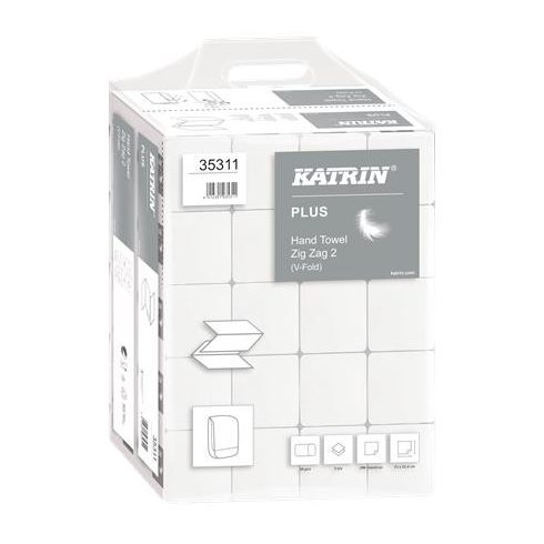 Kéztörlő, Z hajtogatott, 2 rétegű, 200 lap, KATRIN, hófehér
