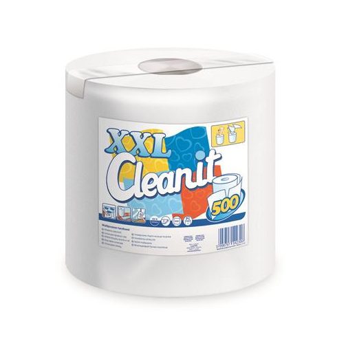 Törlőkendő, tekercses, univerzális, 2 rétegű, LUCART "CLEANIT XXL 500", fehér