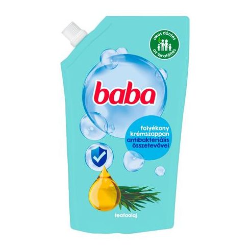 Folyékony szappan utántöltő, 0,5 l, BABA, teafaolajjal