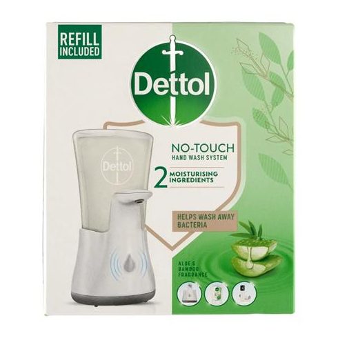 Folyékony szappan adagoló, szenzoros, Aloe Vera és E vitamin utántöltővel, DETTOL