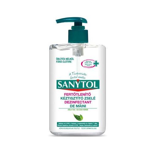 Kézfertőtlenítő gél, pumpás, 250 ml, SANYTOL