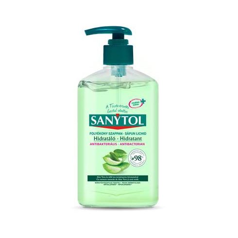 Antibakteriális folyékony szappan, 250 ml, SANYTOL "Hidratáló", aloe vera és zöld tea