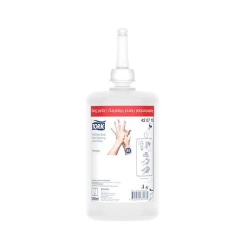Folyékony szappan, fertőtlenítő, alkoholmentes, 1 l, S1 rendszer, TORK