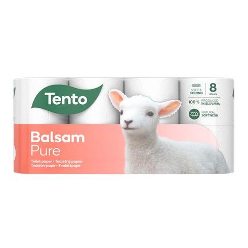Toalettpapír, 3 rétegű, kistekercses, 8 tekercs, TENTO "Balsam Pure", fehér
