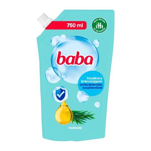 Folyékony szappan utántöltő, 750 ml, BABA, teafaolajjal