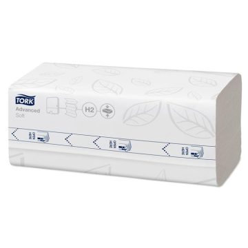  Kéztörlő, tömörített, Interfold, 2 réteg, 200 lap, H2 rendszer, Advanced, TORK "Xpress Soft Multifold", fehér