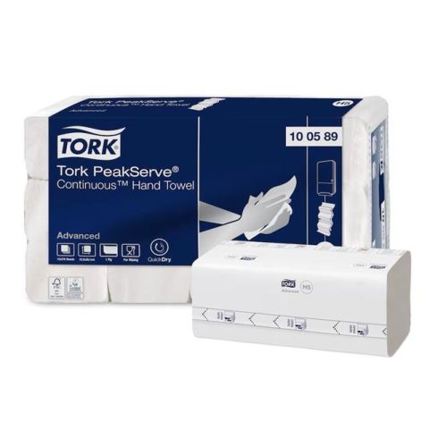 Kéztörlő, hajtogatott, H5 rendszer, 1 rétegű, Advanced, TORK "PeakServe", fehér-szürke nyomat