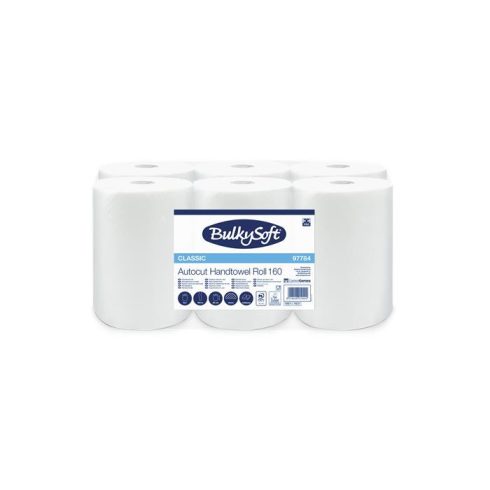 Kéztörlő, tekercses, 15,5 cm átmérő, 2 rétegű, BULKYSOFT "Universal System", hófehér