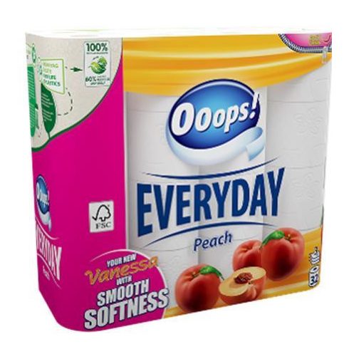 Toalettpapír, 3 rétegű, kistekercses, 32 tekercs, OOOPS "Everyday"