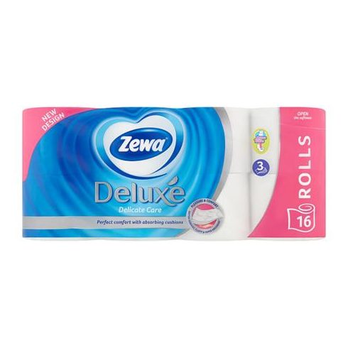 Toalettpapír, 3 rétegű, kistekercses, 16 tekercs, ZEWA "Deluxe, fehér