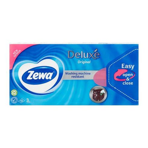 Papír zsebkendő, 3 rétegű, 90 db, ZEWA "Deluxe", illatmentes