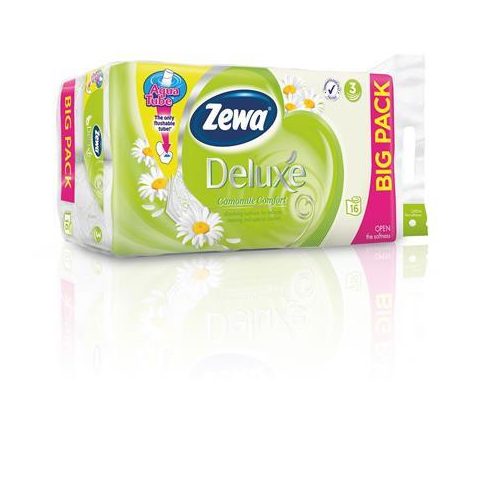 Toalettpapír, 3 rétegű, kistekercses, 16 tekercs, ZEWA "Deluxe", kamilla