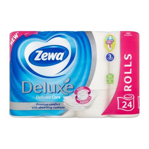 Toalettpapír, 3 rétegű, kistekercses, 24 tekercs, ZEWA "Deluxe", fehér