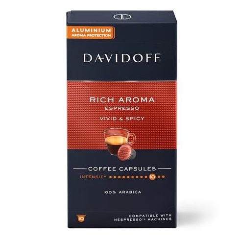 Kávékapszula, Nespresso® kompatibilis, 10 db, DAVIDOFF "Rich Aroma"