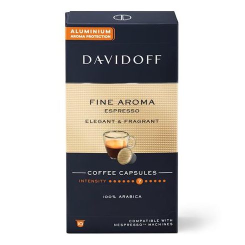 Kávékapszula, Nespresso® kompatibilis, 10 db, DAVIDOFF "Fine Aroma"