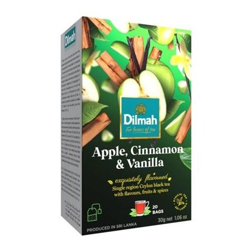 Fekete tea, 20x1,5g, DILMAH, alma-fahéj-vanília