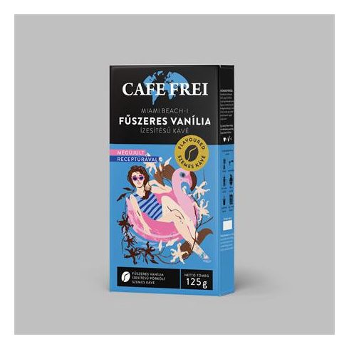 Kávé, pörkölt, szemes, 125 g, CAFE FREI "Miami vanília" fahéjjal és szerecsendióval