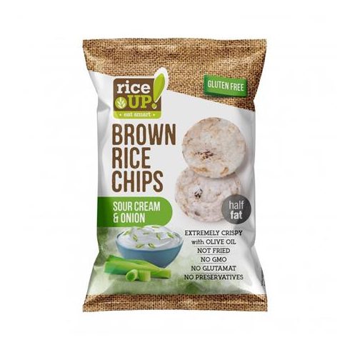 Barnarizs chips, 60 g, RICE UP, hagymás-tejfölös