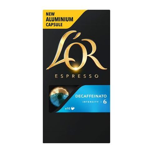 Kávékapszula, Nespresso® kompatibilis, 10 db, koffeinmentes, JACOBS DOUWE EGBERTS "L'OR Decaffeinato"