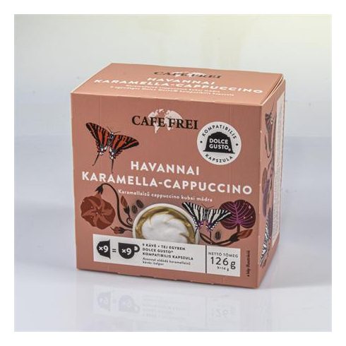 Kávékapszula, Dolce Gusto kompatibilis, 9 db, CAFE FREI "Havannai karamella-cappuccino"