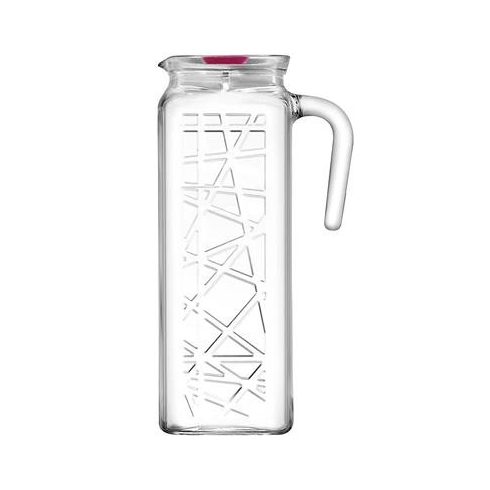 Üvegkancsó tetővel, szögletes, 1l