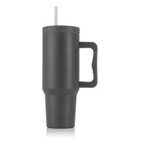 Termoszbögre, 1,2 l,  szívószállal, füllel, szürke