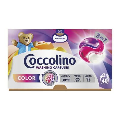 Mosókapszula, 40 db, COCCOLINO "3in1 Color"