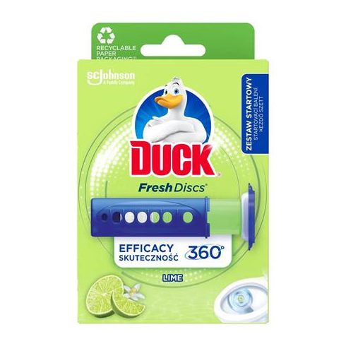WC tisztító korong adagolóval, 36 ml, DUCK "Fresh Discs", lime 