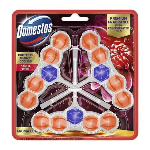 WC frissítő blokk, 3 db-os, DOMESTOS  "Aroma Lux", dália és sárkánygyümölcs
