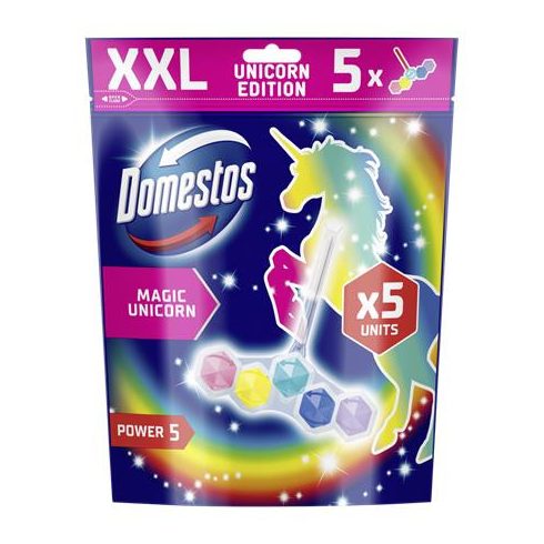 WC frissítő blokk, 5 db-os, DOMESTOS "Power 5", unikornis