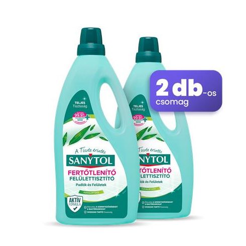 Felület tisztító- és fertőtlenítőszer, duopack, 2x1 l, SANYTOL, eukaliptusz