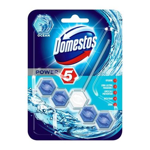 WC frissítő blokk, 1 db-os, DOMESTOS "Power 5", óceán