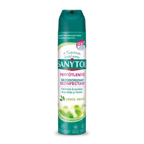 Légfrissítő, fertőtlenítő, 300 ml, SANYTOL, menta