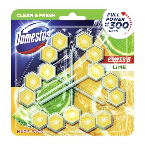 WC frissítő blokk, 3 db-os, DOMESTOS "Power 5", lime