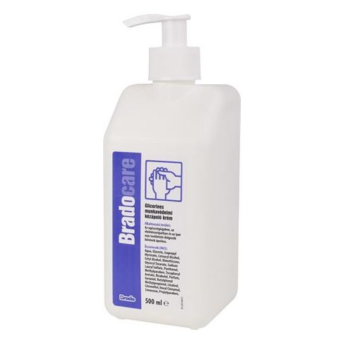 Kézápoló krém, munkavédelmi, glicerines, pumpás, 500 ml, BRADOCARE